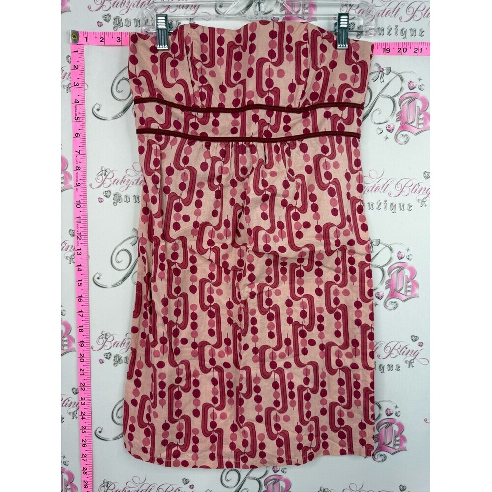 Johnny Martin y2k dress Pink and Maroon Geometric Strapless Dress